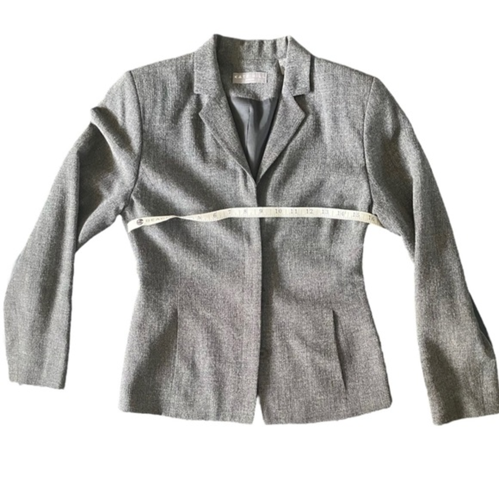 Kate Hill Wool‎ Blend Blazer Black & White w/ Hidden Buttons Women 2 Petite